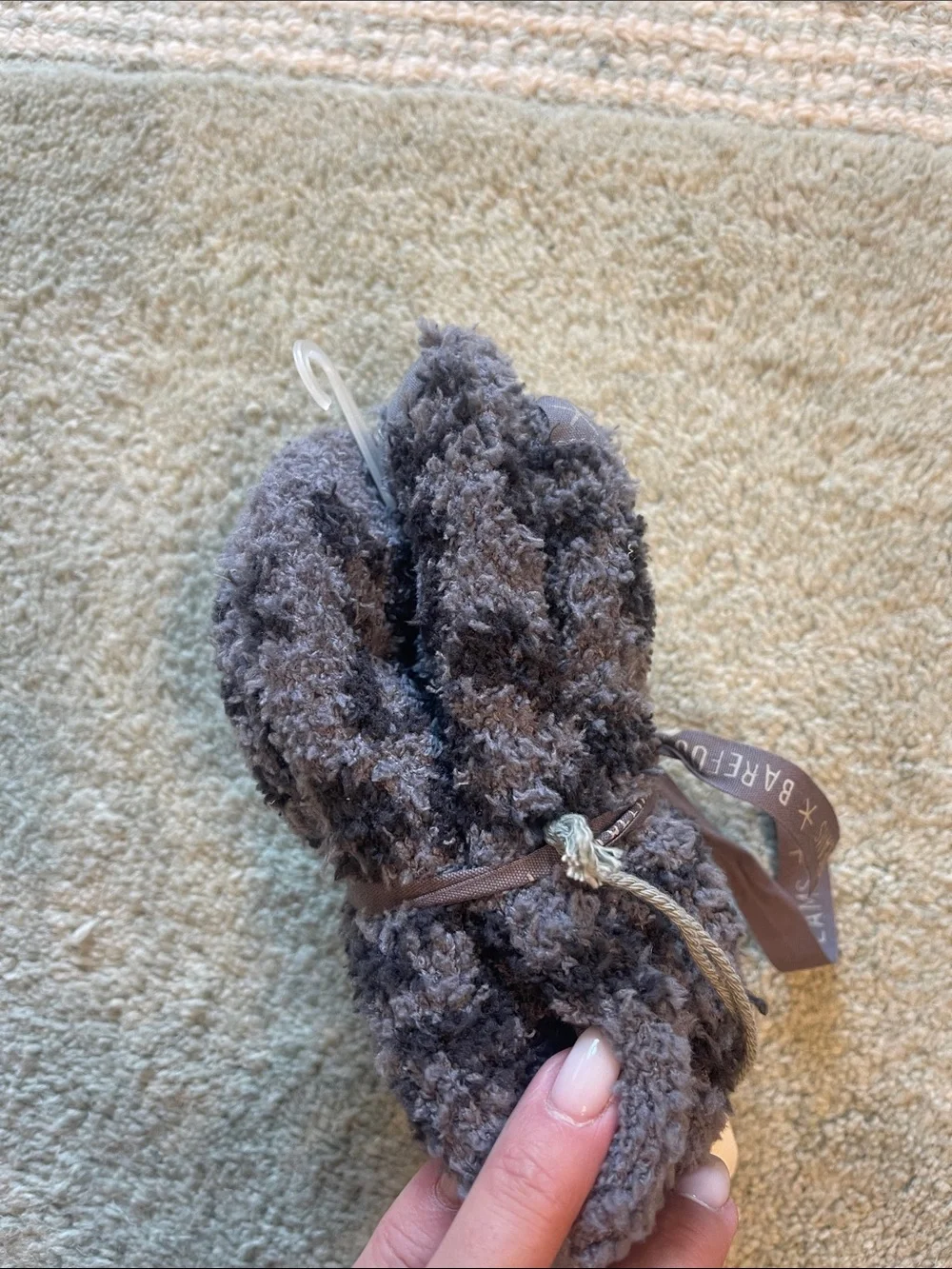 Barefoot Dreams Plush Leopard-Print Lounge Socks in Charcoal Gray. Fits 6-11